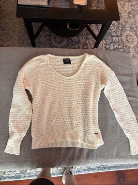 Abercrombie & Fitch Cream Scoop Neck Textured Sweater